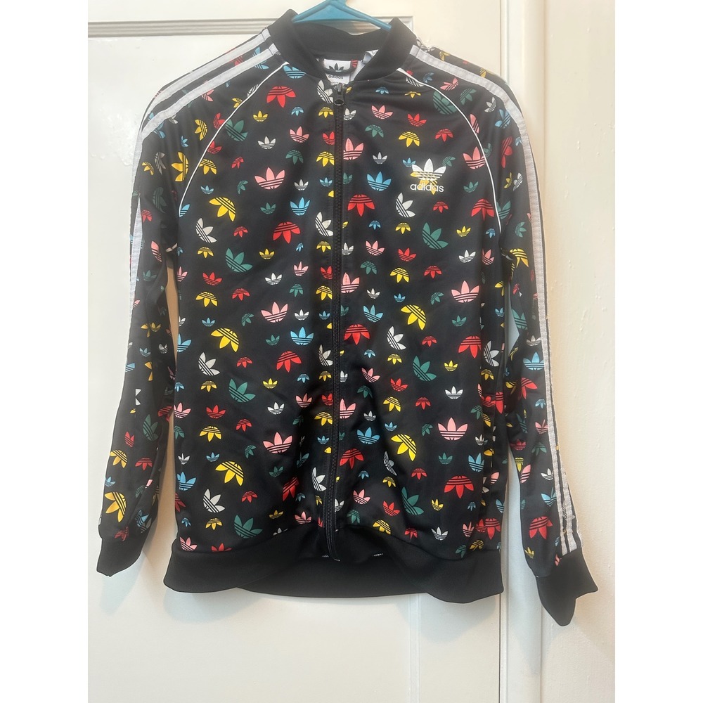 Adidas Originals Kids XL Black Multicolor Trefoil All Over Print Track Jacket